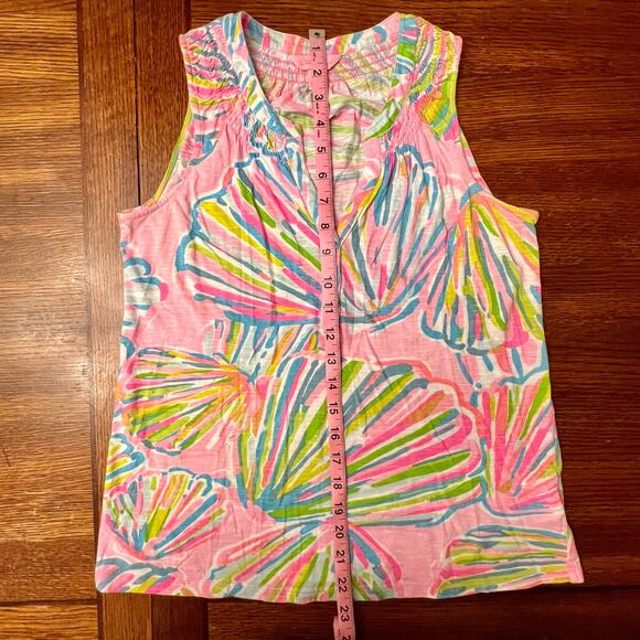 Lilly Pulitzer Pink Green Shellebrate Seashell Essie Top Sleeveless Size XS - Picture 12 of 12